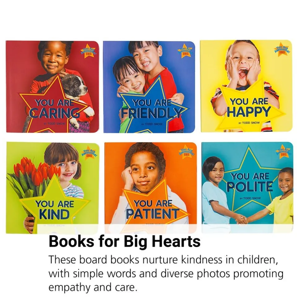 You Are Awesome Board Books - Caring, Friendly, Happy, Kind, Patient, Polite - Set of 6