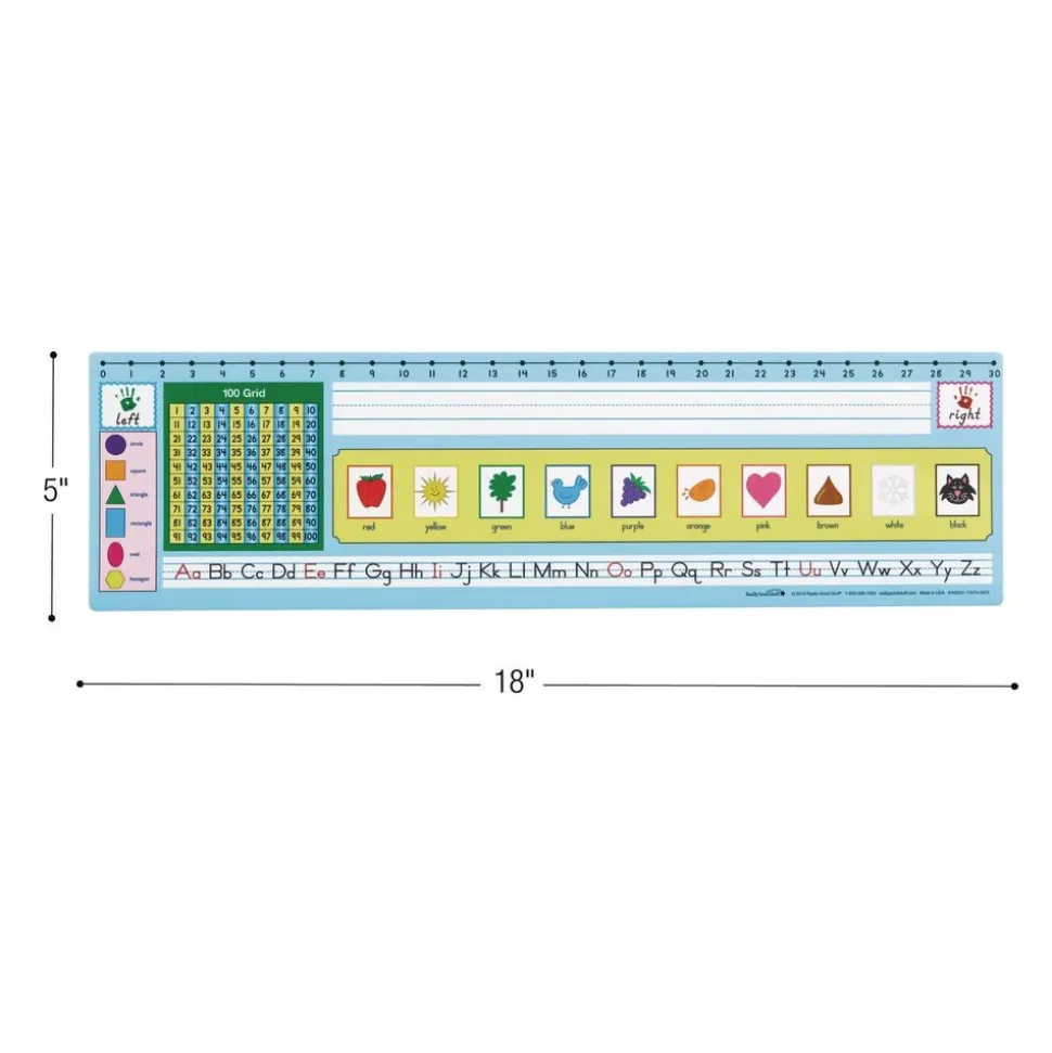 Zaner-Bloser 100-Grid with Number Line Self-Adhesive Vinyl Desktop Helpers™ - Set Of 24