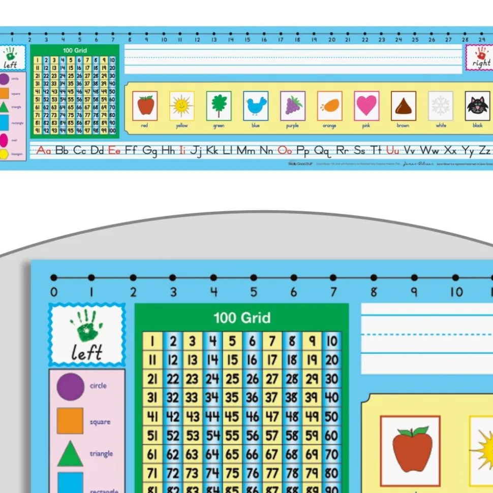 Zaner-Bloser 100-Grid with Number Line Self-Adhesive Vinyl Desktop Helpers™ - Set Of 24