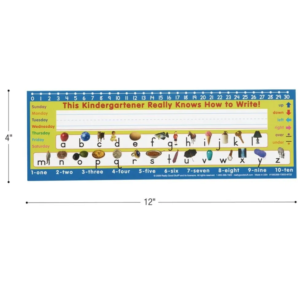 Zaner-Bloser Kindergarten Two-Sided Cardstock Desktop Helpers™ with Self-Adhesive Sleeves and Testing Inserts - Set Of 12