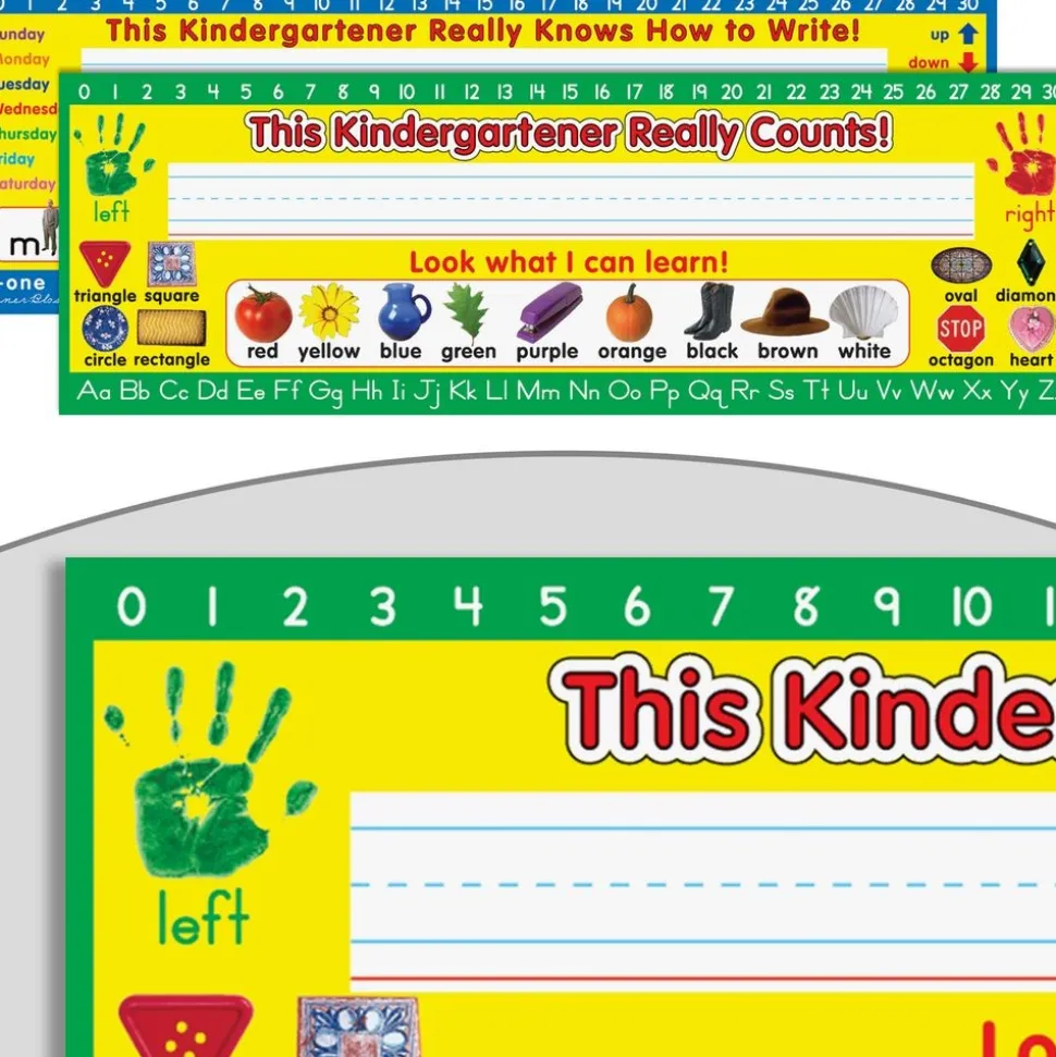 Zaner-Bloser Kindergarten Two-Sided Cardstock Desktop Helpers™ with Self-Adhesive Sleeves and Testing Inserts - Set Of 12