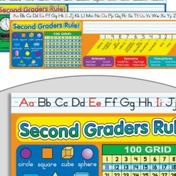 Zaner-Bloser Second Grade Two-Sided Cardstock Desktop Helpers™ with Self-Adhesive Sleeves and Testing Inserts - Set Of 12