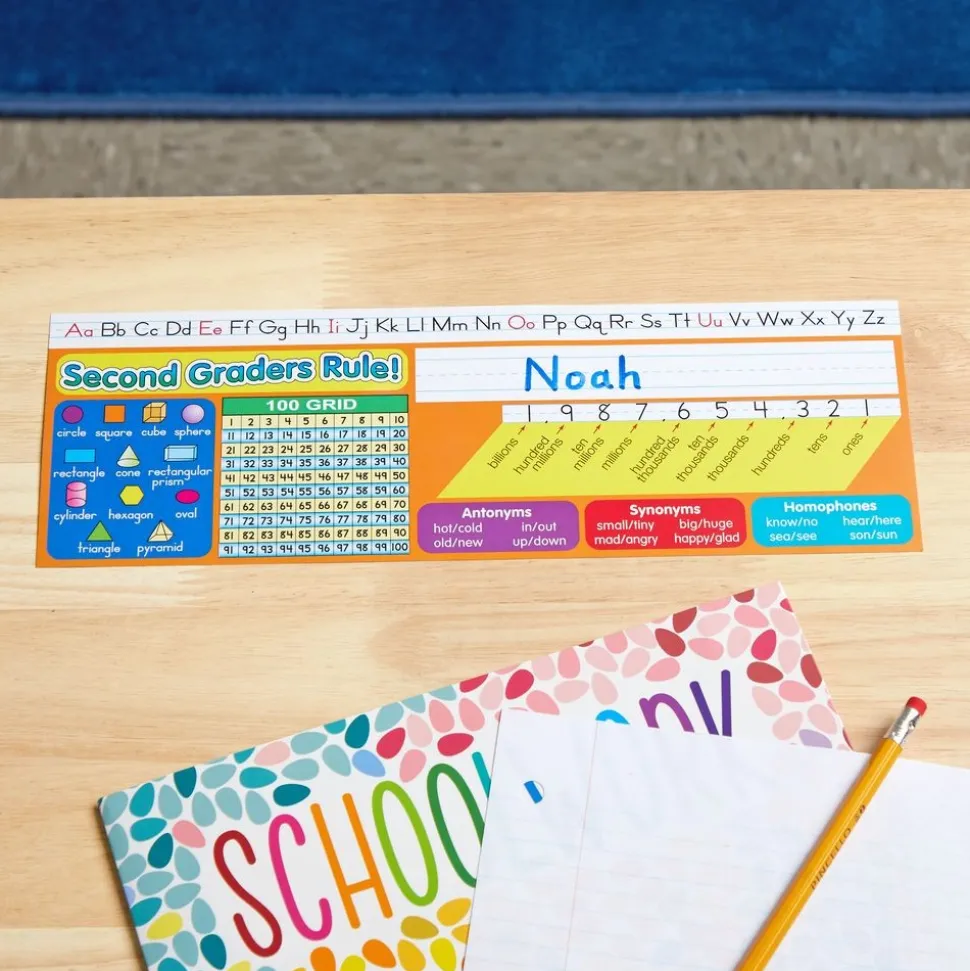 Zaner-Bloser Second Grade Two-Sided Cardstock Desktop Helpers™ with Self-Adhesive Sleeves and Testing Inserts - Set Of 12