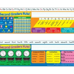 Zaner-Bloser Second Grade Two-Sided Cardstock Desktop Helpers™ with Self-Adhesive Sleeves and Testing Inserts - Set Of 12