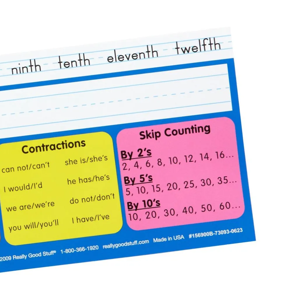 Zaner-Bloser Second Grade Two-Sided Cardstock Desktop Helpers™ with Self-Adhesive Sleeves and Testing Inserts - Set Of 12