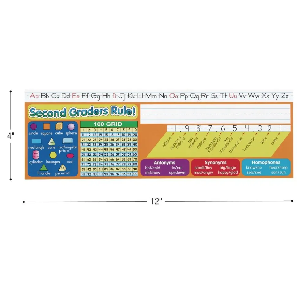 Zaner-Bloser Second Grade Two-Sided Cardstock Desktop Helpers™ with Self-Adhesive Sleeves and Testing Inserts - Set Of 12