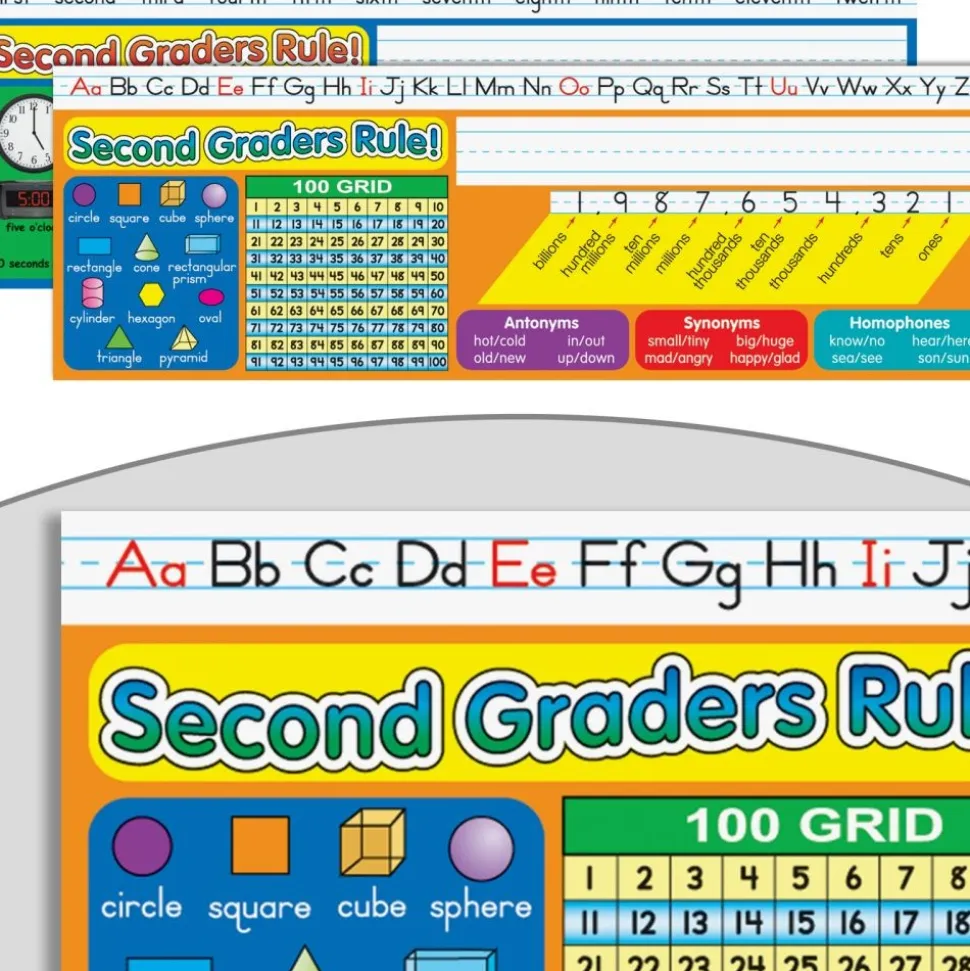 Zaner-Bloser Second Grade Two-Sided Cardstock Desktop Helpers™ with Testing Inserts - Set Of 12
